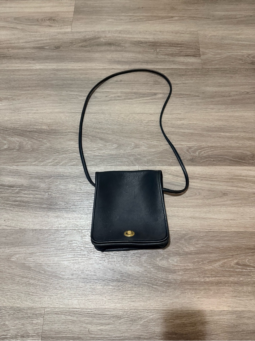 Coach Black Leather Bag Interior with Pink Paint Flecks